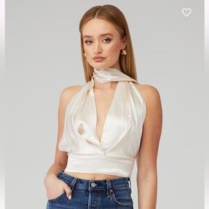 NWT NONchalant Label Tara Top - plunge - champagne- Large